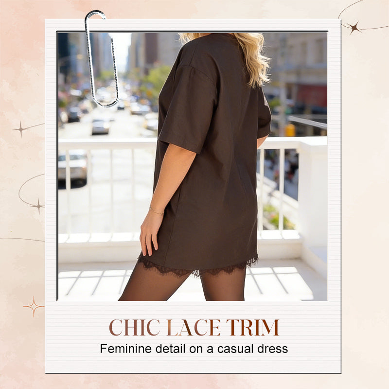 Casual Short Sleeve Lace Mini Dress