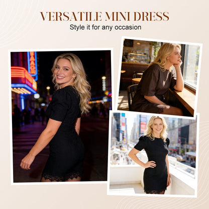 Casual Short Sleeve Lace Mini Dress