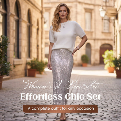 Women’s Knit Top and Sequin Skirt 2-Piece Set
