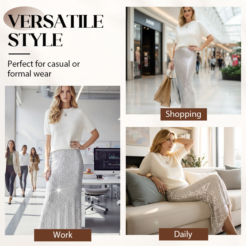 Women’s Knit Top and Sequin Skirt 2-Piece Set