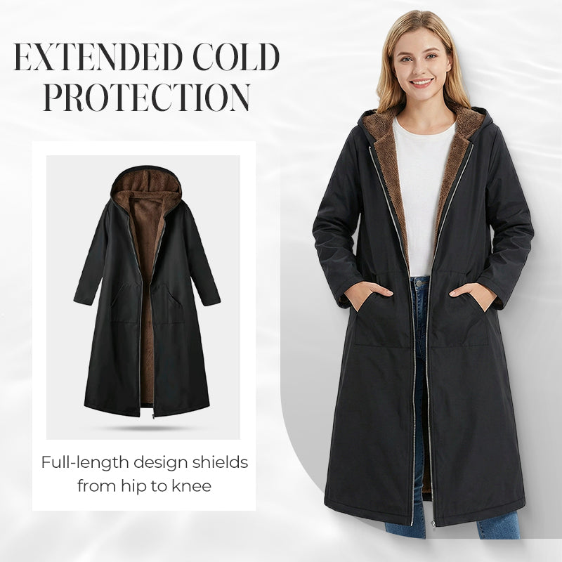 ⏳Limited-time 49% off⏰Women’s Vintage Fuzzy-Lined Long Coat With Hood🧥