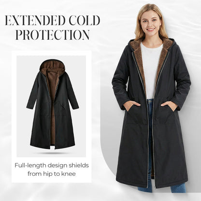 ⏳Limited-time 49% off⏰Women’s Vintage Fuzzy-Lined Long Coat With Hood🧥