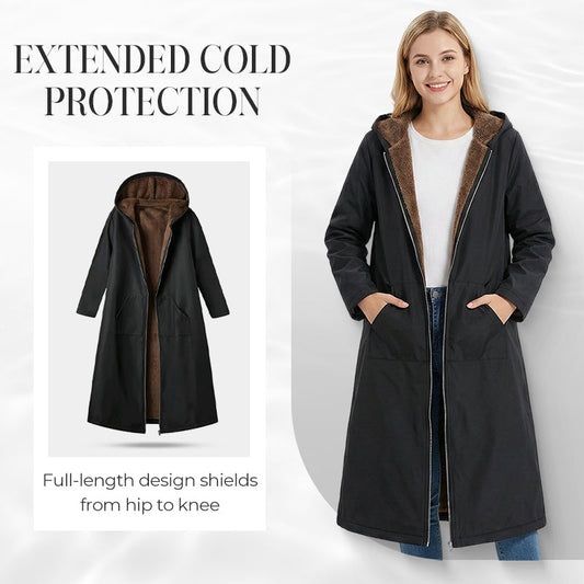 ⏳Limited-time 49% off⏰Women’s Vintage Fuzzy-Lined Long Coat With Hood🧥