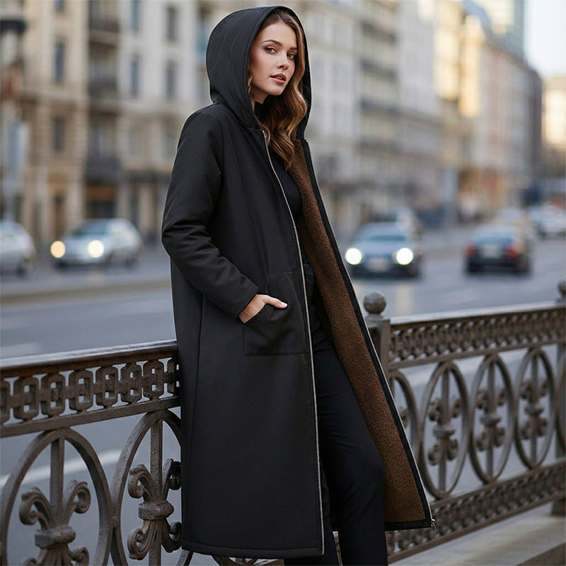 ⏳Limited-time 49% off⏰Women’s Vintage Fuzzy-Lined Long Coat With Hood🧥