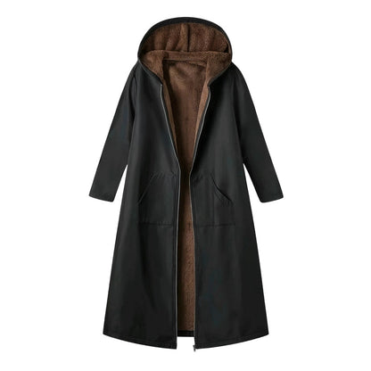 ⏳Limited-time 49% off⏰Women’s Vintage Fuzzy-Lined Long Coat With Hood🧥