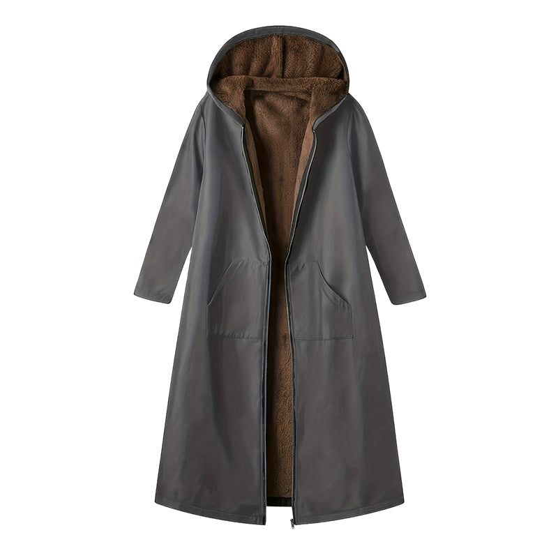 ⏳Limited-time 49% off⏰Women’s Vintage Fuzzy-Lined Long Coat With Hood🧥