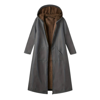 ⏳Limited-time 49% off⏰Women’s Vintage Fuzzy-Lined Long Coat With Hood🧥