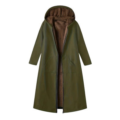⏳Limited-time 49% off⏰Women’s Vintage Fuzzy-Lined Long Coat With Hood🧥