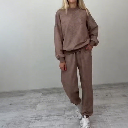 Women's Warm Pullover Top & Pants 2-Piece Set