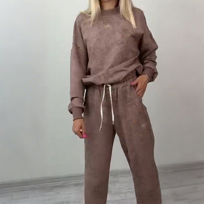 Women's Warm Pullover Top & Pants 2-Piece Set