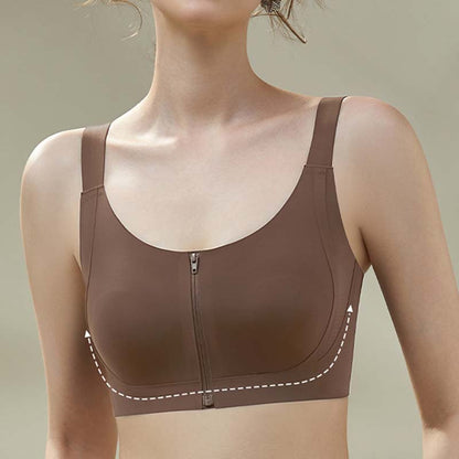 Women's Comfortable Wireless Seamless Zip Front Closure Bra