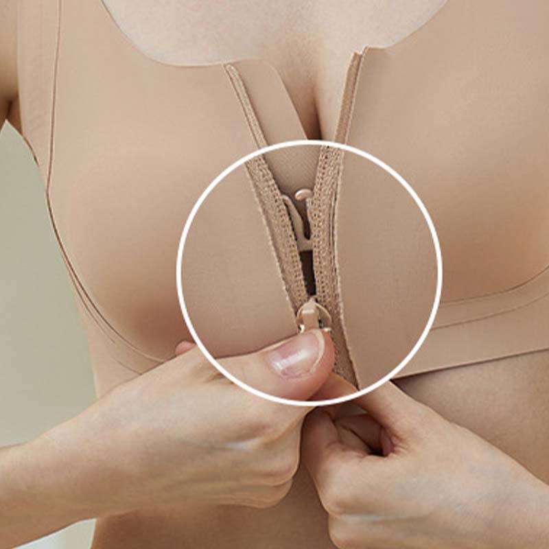Women's Comfortable Wireless Seamless Zip Front Closure Bra