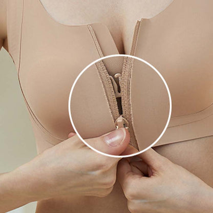 Women's Comfortable Wireless Seamless Zip Front Closure Bra