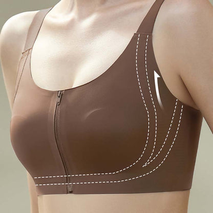Women's Comfortable Wireless Seamless Zip Front Closure Bra