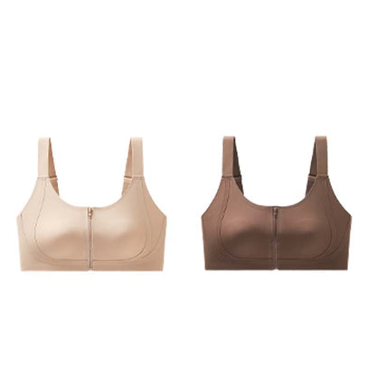 Women's Comfortable Wireless Seamless Zip Front Closure Bra