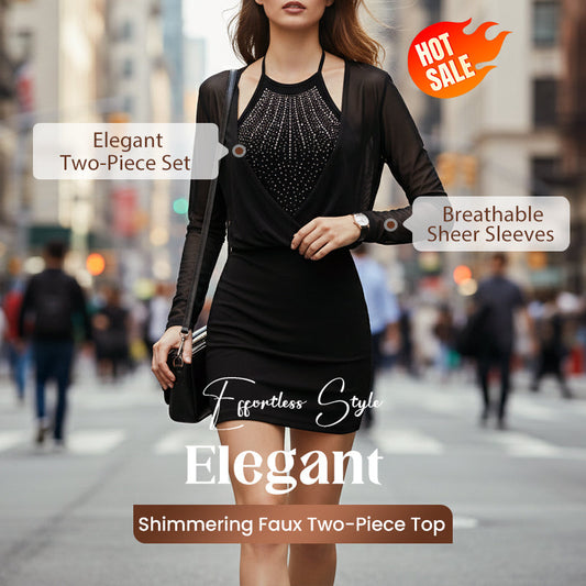 Elegant Shimmering Faux Two-Piece Top