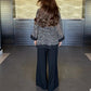 Women's V-Neck Sequin Cardigan & Wide-Leg Pants 2-Piece Set