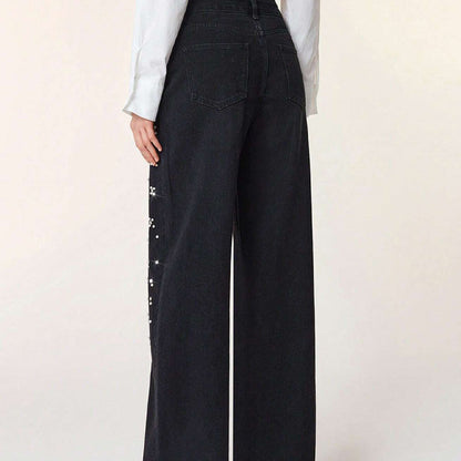 Elegant Embellished Denim Pants for Women