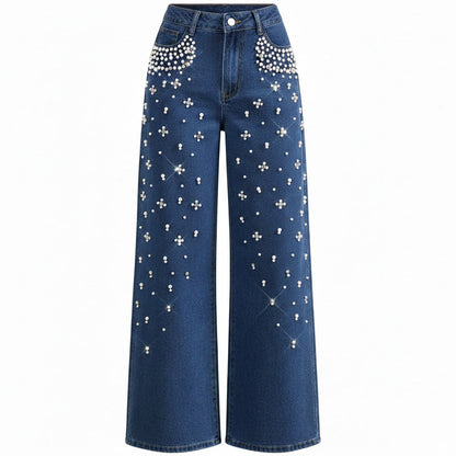 Elegant Embellished Denim Pants for Women