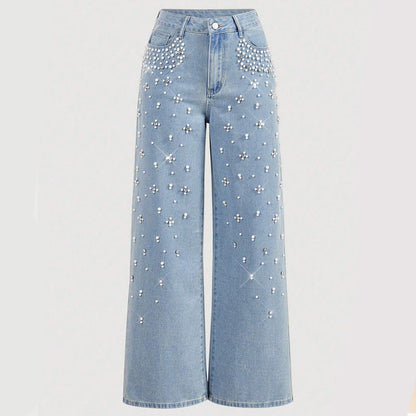 Elegant Embellished Denim Pants for Women