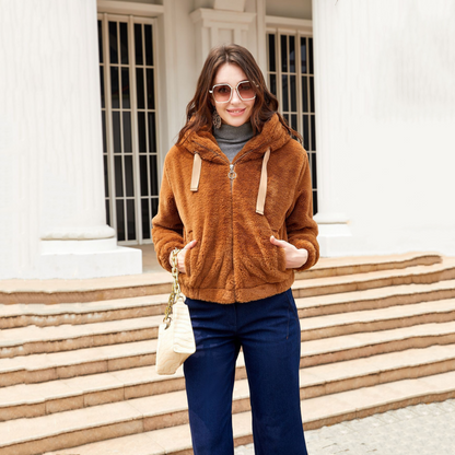 Women’s Faux Fur Cropped Hooded Jacket