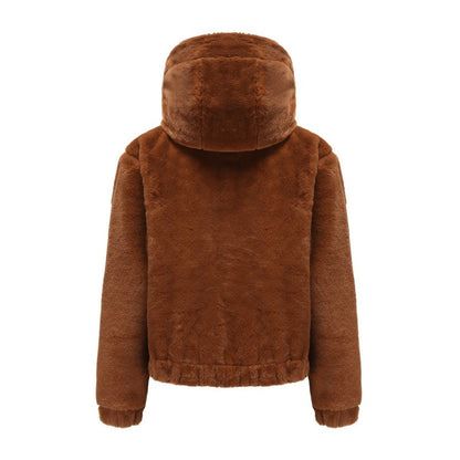 Women’s Faux Fur Cropped Hooded Jacket