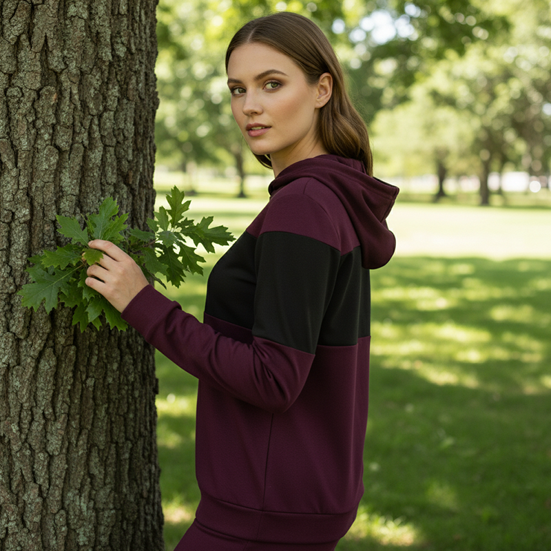Women's Color-Block Hooded Sweatshirt & Pants 2-Piece Set
