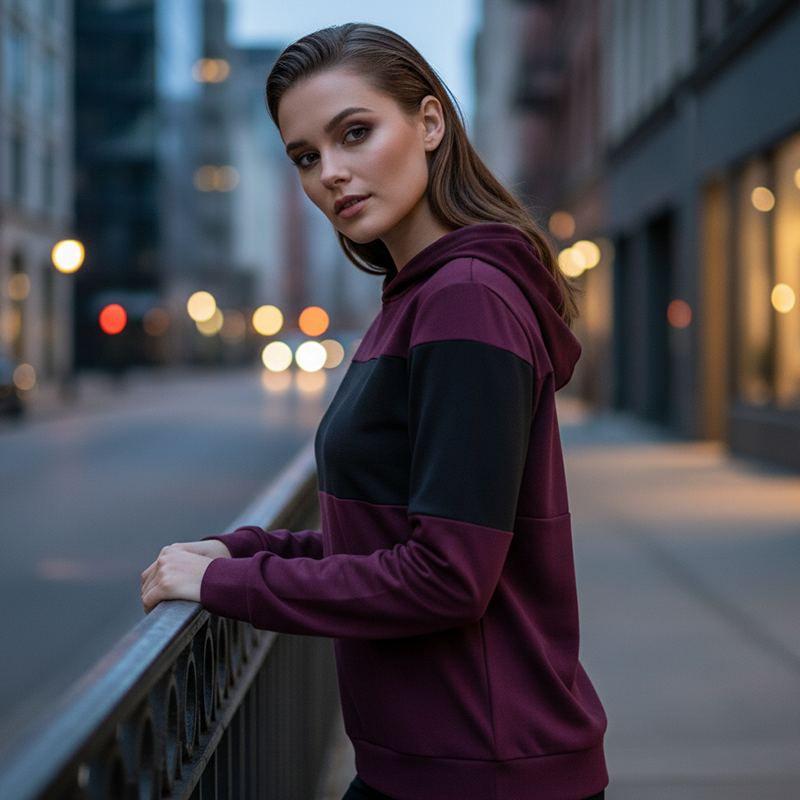Women's Color-Block Hooded Sweatshirt & Pants 2-Piece Set