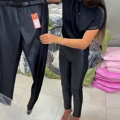 Women's High Waist Faux Leather Pants