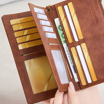 Women's Retro Style RFID Blocking Tri-fold Wallet