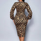 📢📢49%  OFF !! ⏰Women’s Lace Leopard V-Neck Lantern Sleeve Mid-Length Dress