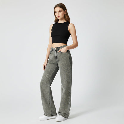 Women's Rhinestone Embellished Washed Jeans