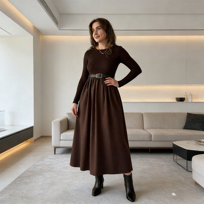 Women's Elegant Ribbed Top Maxi Dress