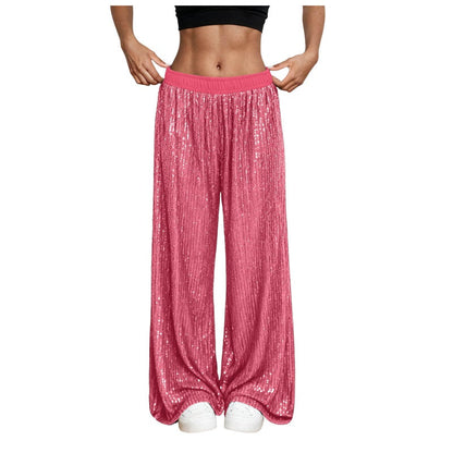 Women’s Sequin Wide-Leg Pants with Elastic Waist