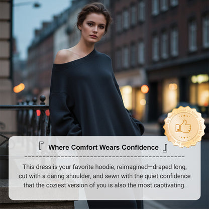 Asymmetrical Off-Shoulder Sweatshirt Maxi Dress