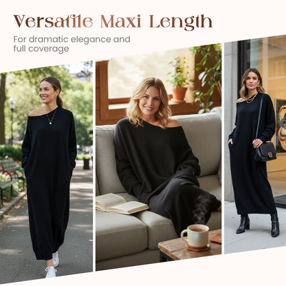 Asymmetrical Off-Shoulder Sweatshirt Maxi Dress