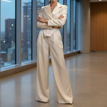 Women's Asymmetric Lapel Blazer & Pants Set