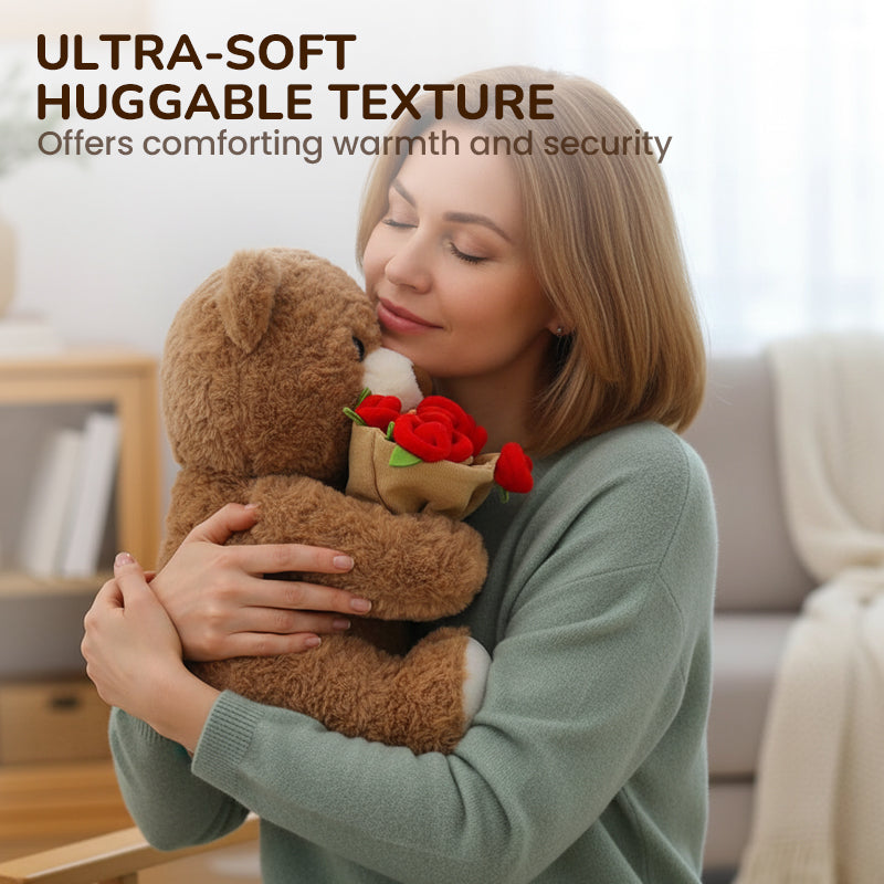 Animal Bear Gift with Rose Flower Bouquet