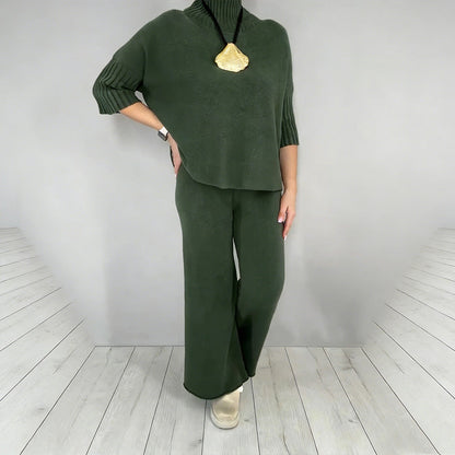 Women's High Neck Half-Sleeve Top & Pants Set