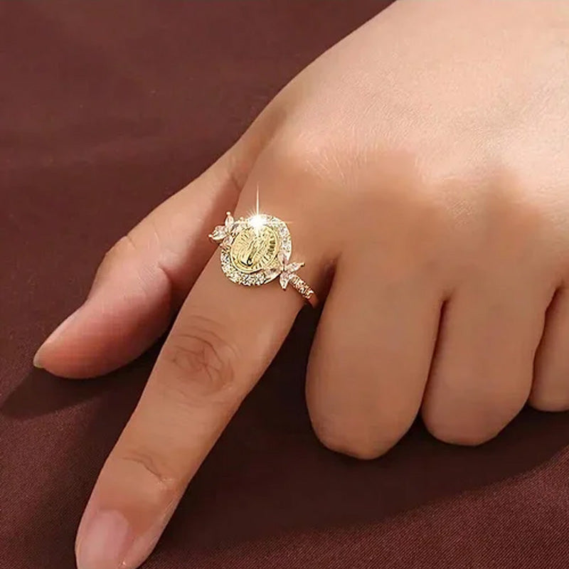 Elegant Virgin Mary Emblem Ring