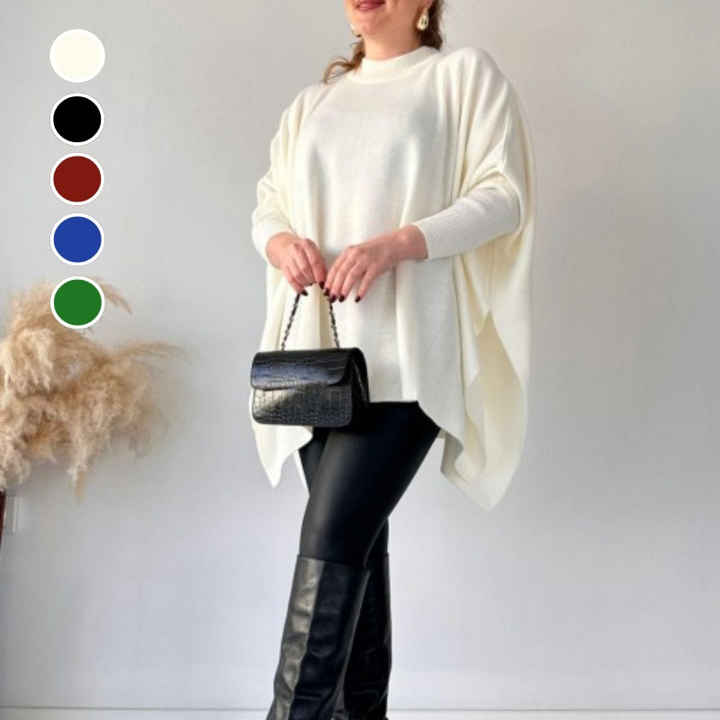 Women's Mock Neck Batwing Sleeves Slit Tops
