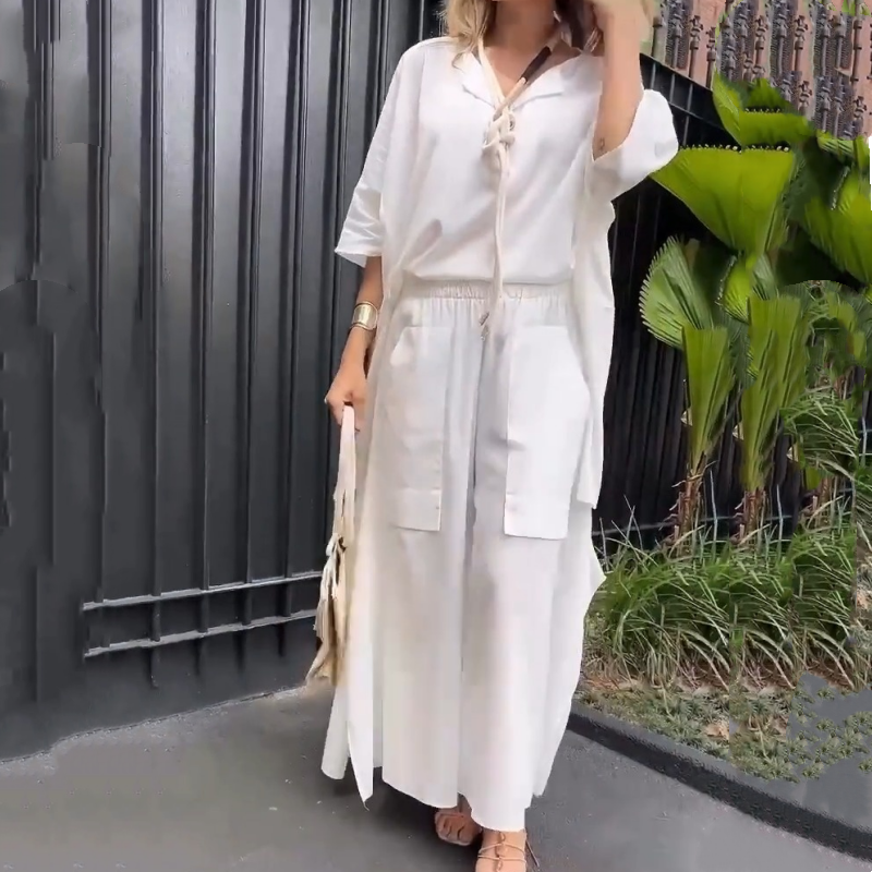 Women's Oversized Shirt & Wide-Leg Pants Casual Set