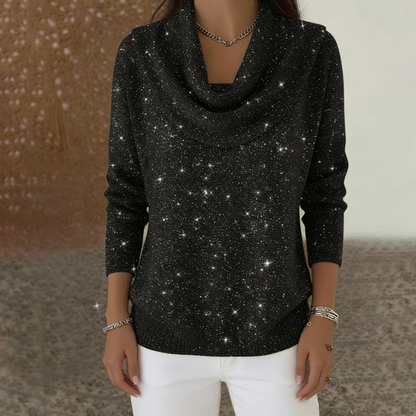Sparkle Cowl Neck Long Sleeve Top