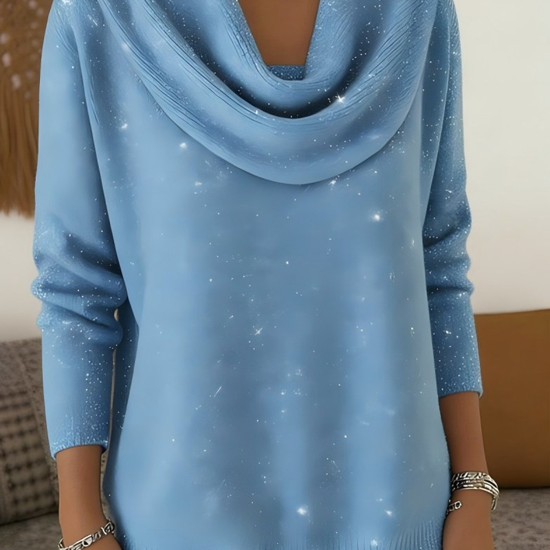 Sparkle Cowl Neck Long Sleeve Top