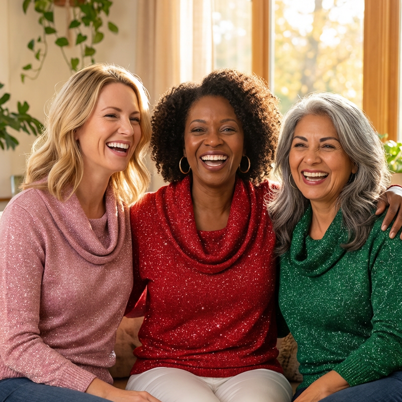 Sparkle Cowl Neck Long Sleeve Top