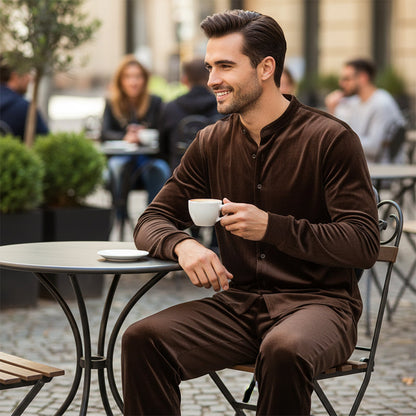 Men's Casual Button-Up Shirt and Pants Set