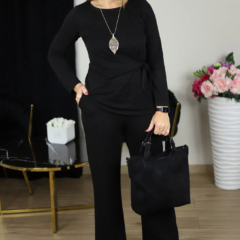 Women's Tie-Waist Tunic & Wide Leg Pant Set