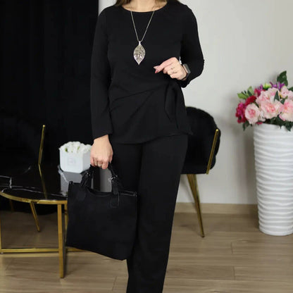 Women's Tie-Waist Tunic & Wide Leg Pant Set