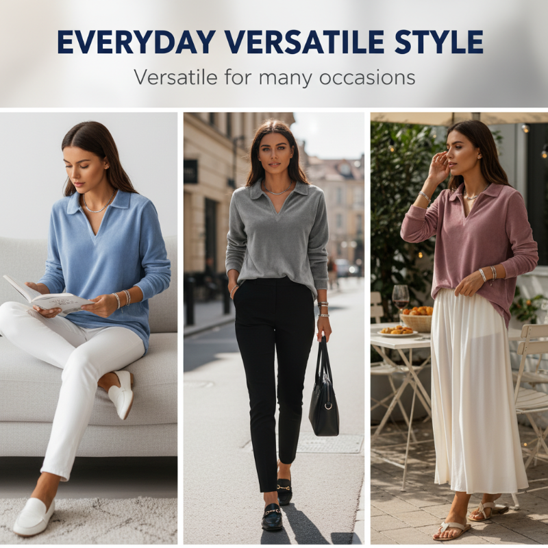 Women's Long Sleeve Casual V-Neck Pullover