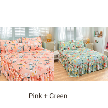 🛏️ 49% OFF NOW! 🎀 3-Piece Ruffled Bed Skirt Set – Elegant Design, Easy Fit & Complete Coverage 🛌